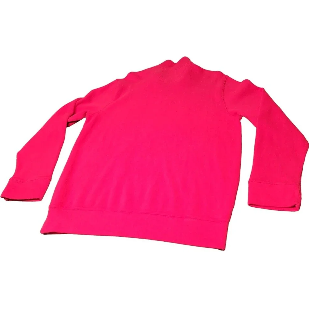Lands' End Men's Red Quarter-Zip Pullover Sweater Plaid Collar Size Large